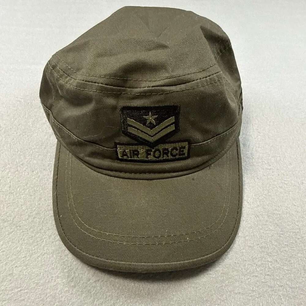 Military Style Patrol Cap Air Force Rank Patch Olive Green Adjustable OSFM